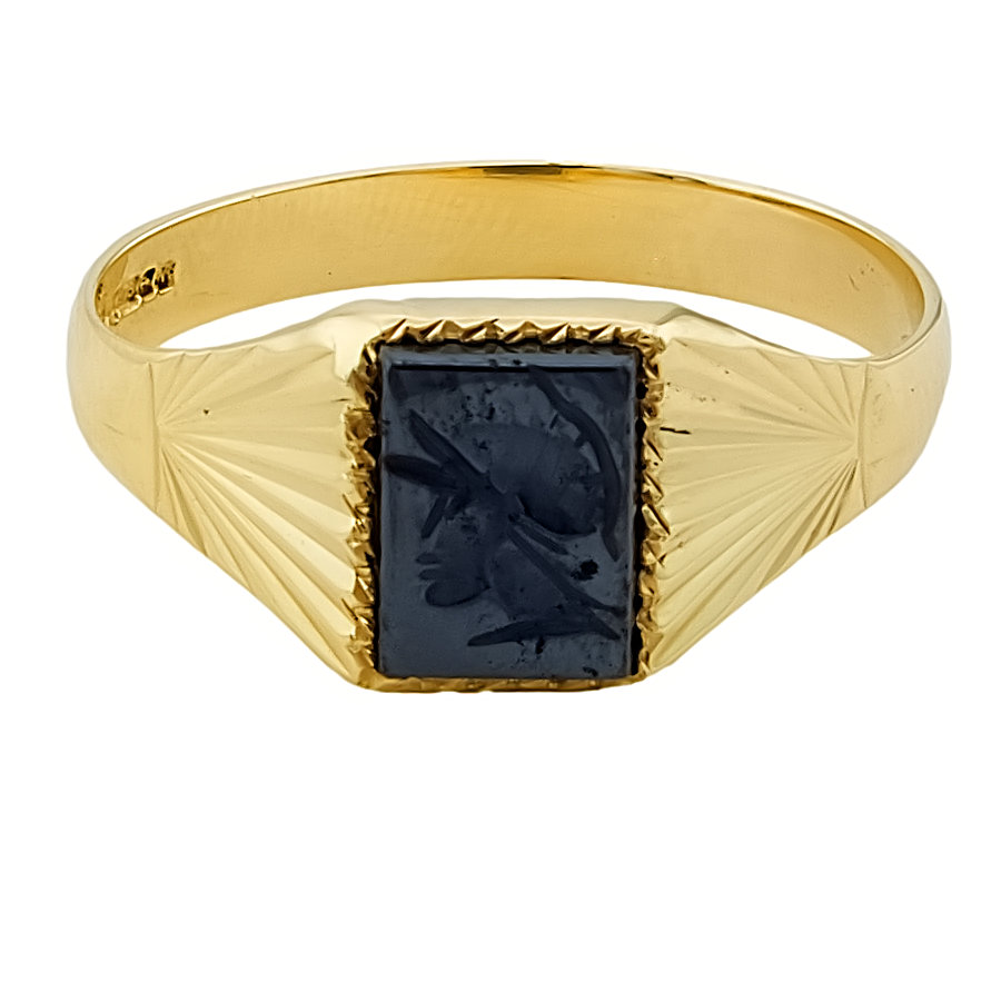 9ct gold Haematite Signet Ring size S